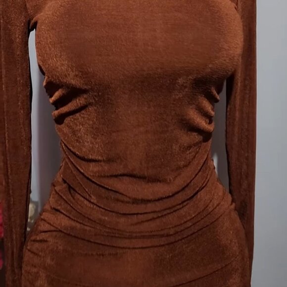 Silky Smooth Long Sleeves Dress Womens club night out party cocktail party - Picture 4 of 4